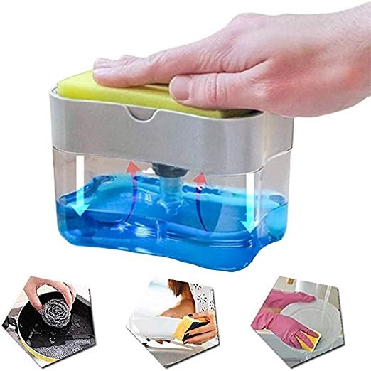 Soap Pump Dispenser & Sponge Holder for Kitchen Sink