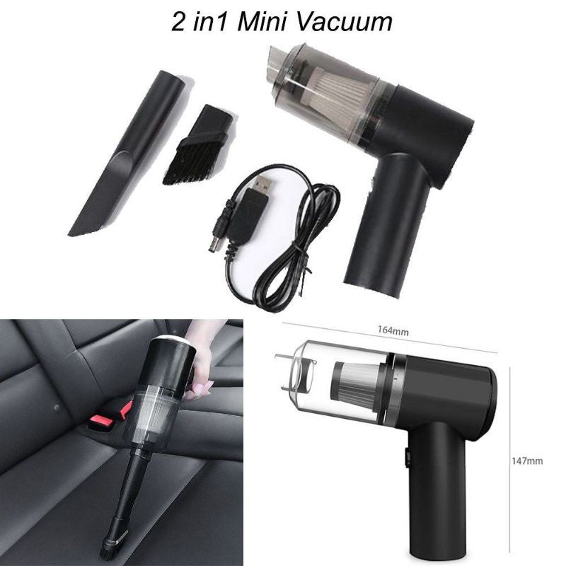 2 in 1 Wireless Portable Vacuum Car Cleaner | Car Vacuum Cleaner