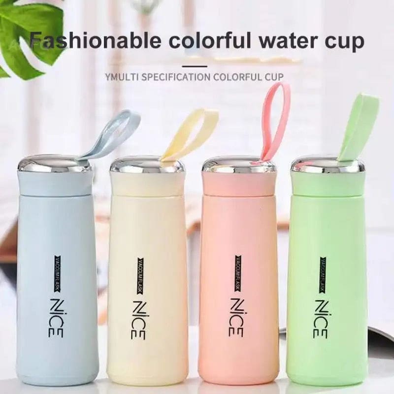 Nice Bottle | 00ml Mini Flask Glass Water Bottle with Vacuum Insulation | Temperature Resistant | Random Colors