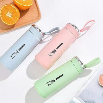 Nice Bottle | 00ml Mini Flask Glass Water Bottle with Vacuum Insulation | Temperature Resistant | Random Colors