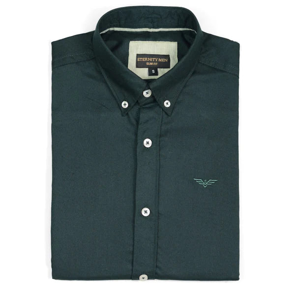 Dark Pine Green Logo Embroidered Oxford Shirt | Large | Extra Large