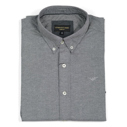 Smoke Grey Logo Embroidered Oxford Shirt | Medium | Large | Extra Large