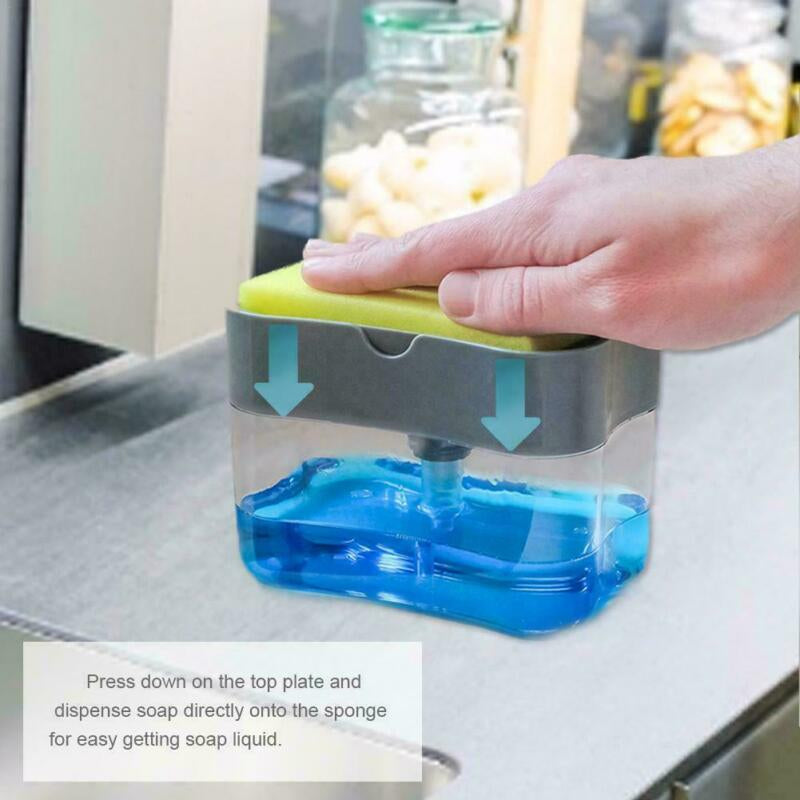 Soap Pump Dispenser & Sponge Holder for Kitchen Sink