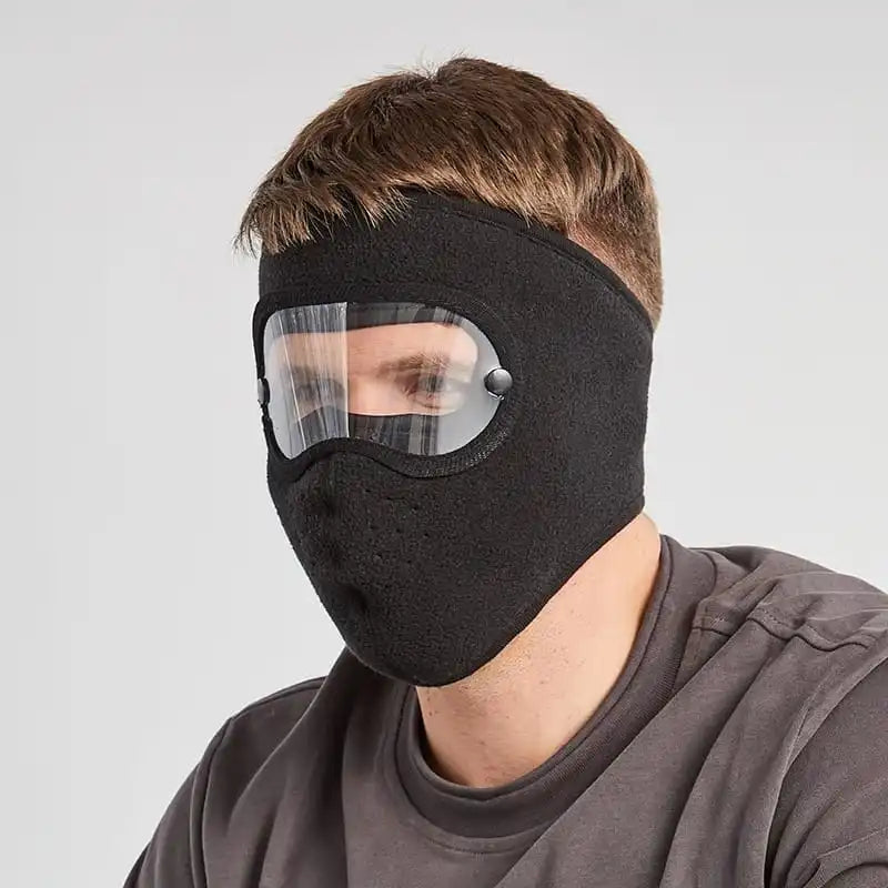 BLACK Windproof Winter Full Face Mask with Anti-Dust & Fog Goggles