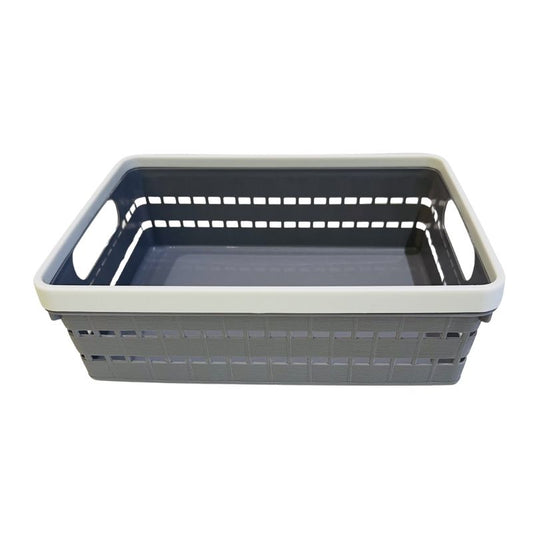 Multi-Purpose Storage Basket with Handles | Woven Plastic Organizing Bin