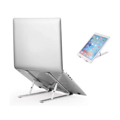 Premium Aluminum Foldable Laptop Stand | Sturdy, Adjustable & Portable | Silver & Black