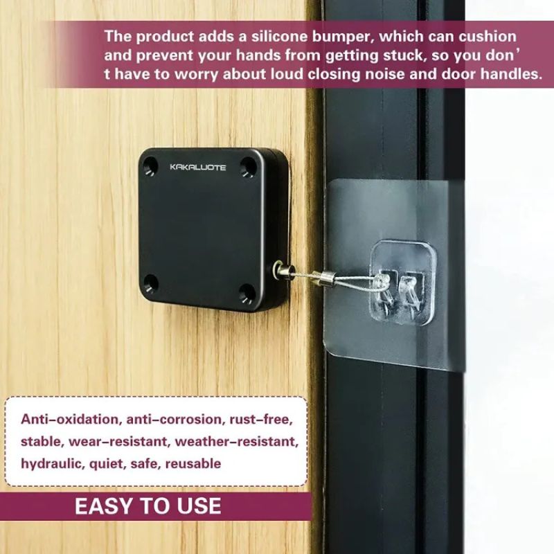 Portable Automatic Door Closer –|Punch-Free, Self-Closing with Pull Force