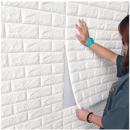 3D White Brick Wall Stickers | Self-Adhesive Waterproof Home Decor