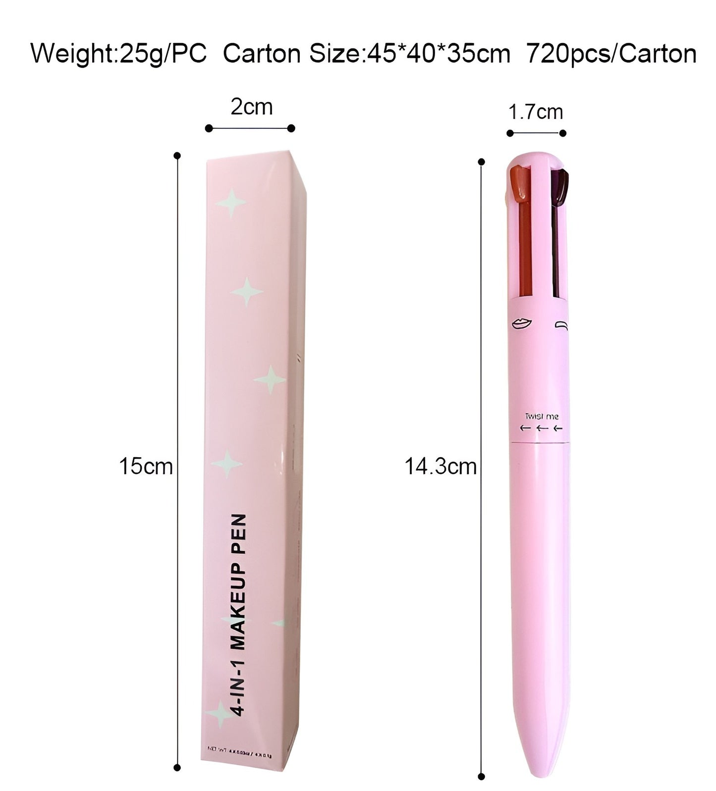 4-in-1 Makeup Pen: Waterproof Eyeliner, Brow Pencil, Highlighter & Shadow Stick