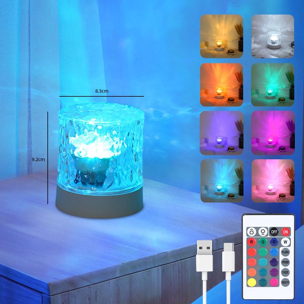 Water Ripple Lamp | 16-Color Rotating Night Light