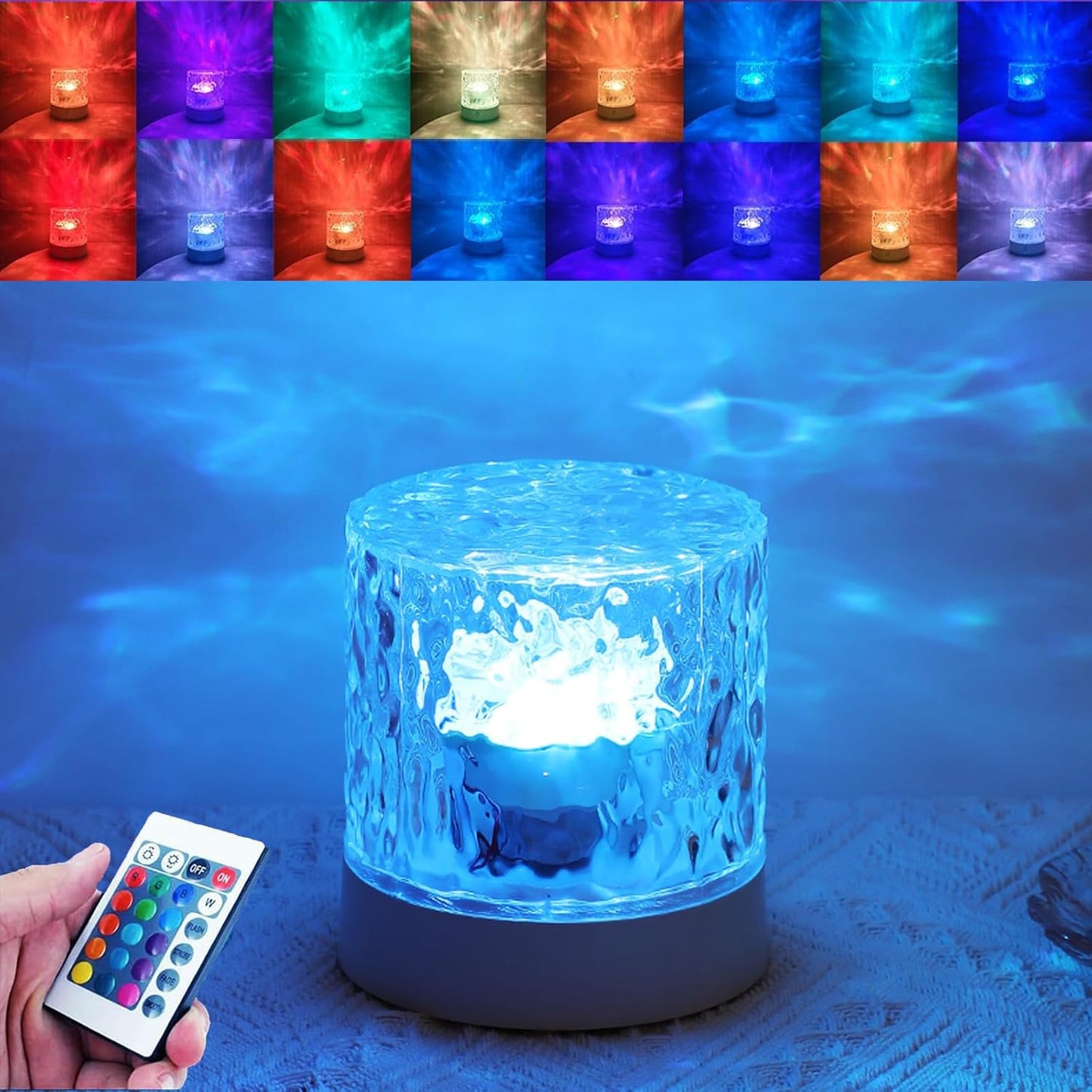 Water Ripple Lamp | 16-Color Rotating Night Light