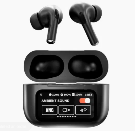 Black A9 Pro ANC AirPods with Screen | Bluetooth 5.4