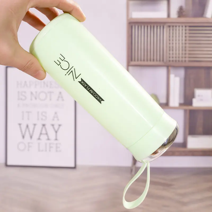 Nice Bottle | 00ml Mini Flask Glass Water Bottle with Vacuum Insulation | Temperature Resistant | Random Colors