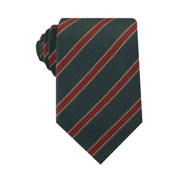 Canterbury Green with Royal Red Stripes Necktie and Pocket Square