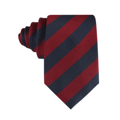 Burgundy & Navy Blue Stripes Tie with Pocket Square