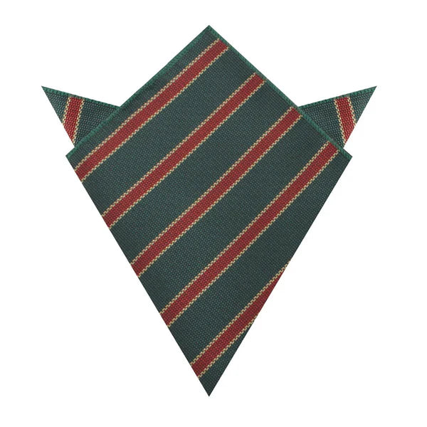 Canterbury Green with Royal Red Stripes Necktie and Pocket Square