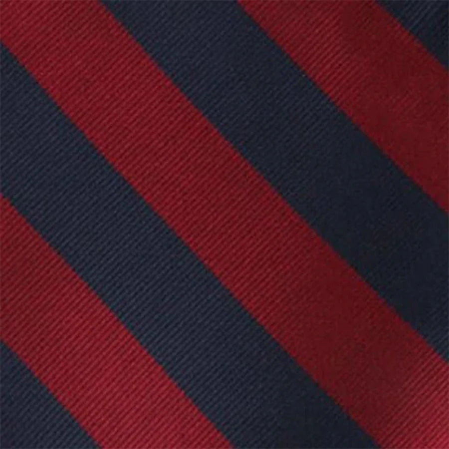 Burgundy & Navy Blue Stripes Tie with Pocket Square