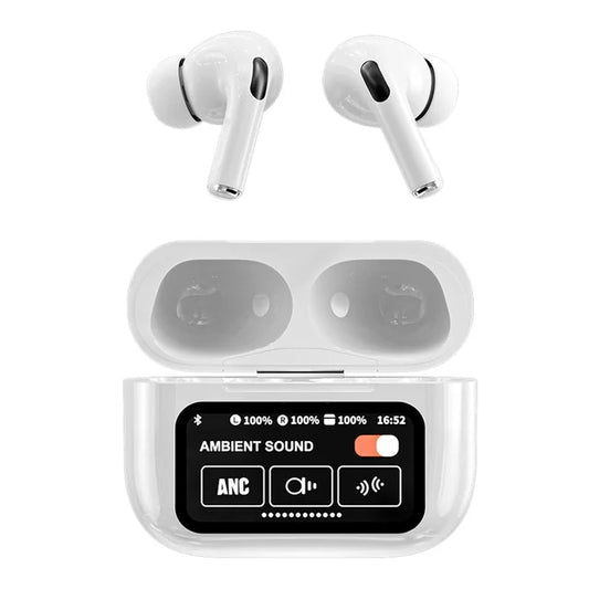 White A9 Pro ANC AirPods with Screen | Bluetooth 5.4