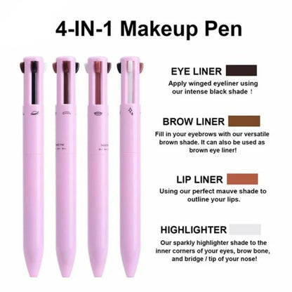 4-in-1 Makeup Pen: Waterproof Eyeliner, Brow Pencil, Highlighter & Shadow Stick