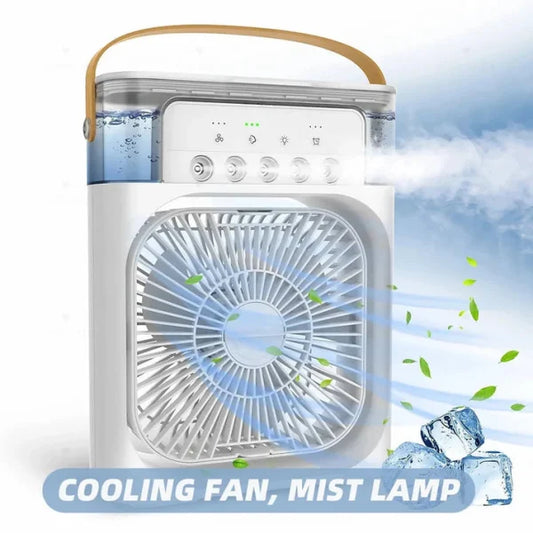 Portable Air Conditioner Fan | Usb Electric Fan With Led Night Light, Fine Mist Water, And Humidifier Function