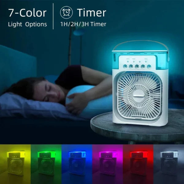 Portable Air Conditioner Fan | Usb Electric Fan With Led Night Light, Fine Mist Water, And Humidifier Function