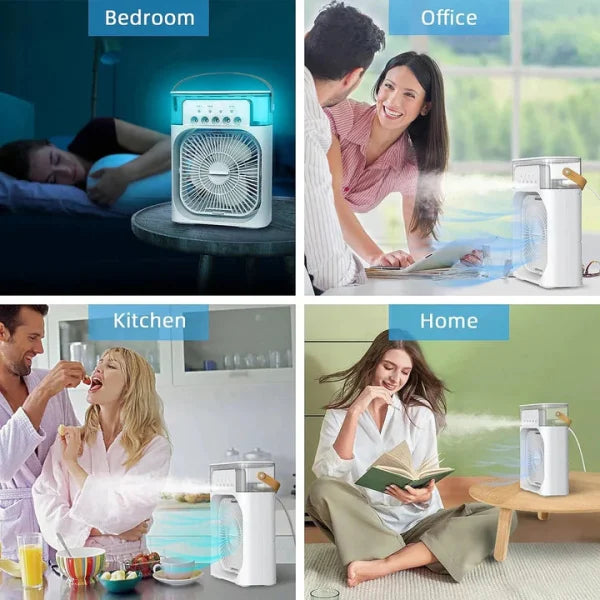 Portable Air Conditioner Fan | Usb Electric Fan With Led Night Light, Fine Mist Water, And Humidifier Function