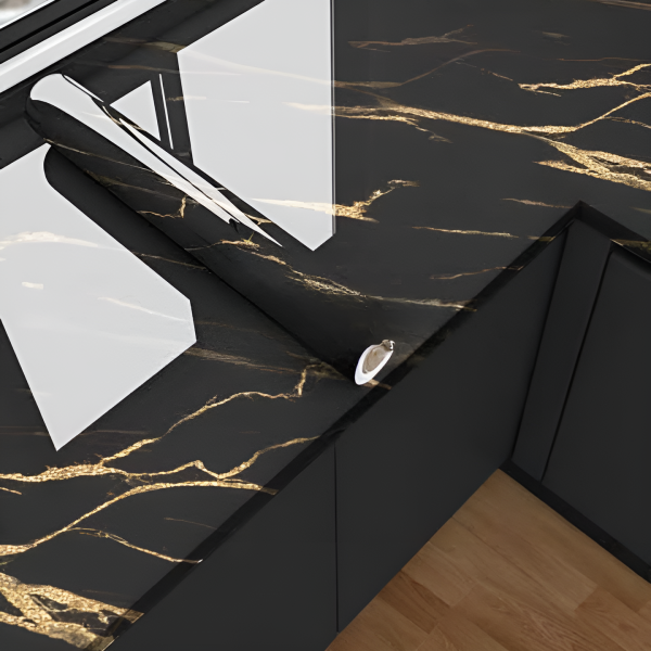 Marble Sheet Sticker | Black & Gold | 60 x 200 cm