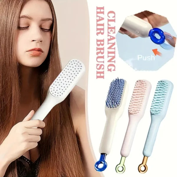 Self-Cleaning Hair Brush & Telescopic Comb (Random Color)