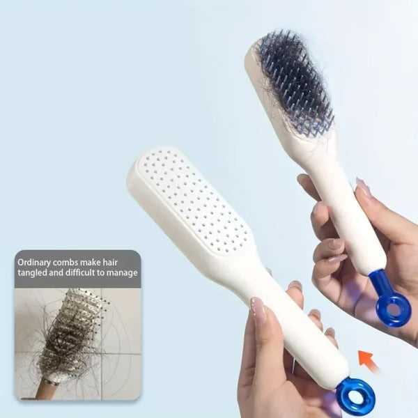 Self-Cleaning Hair Brush & Telescopic Comb (Random Color)